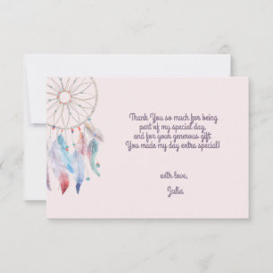 Carte De Remerciements Rêve Grand Boho Attrape-rêves Enfants Anniversaire