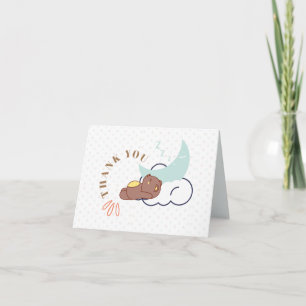 Carte De Remerciements Rêver bébé ours sur le Baby shower nuageux