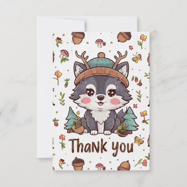 Carte De Remerciements Rêver Joli Loup (Devant)