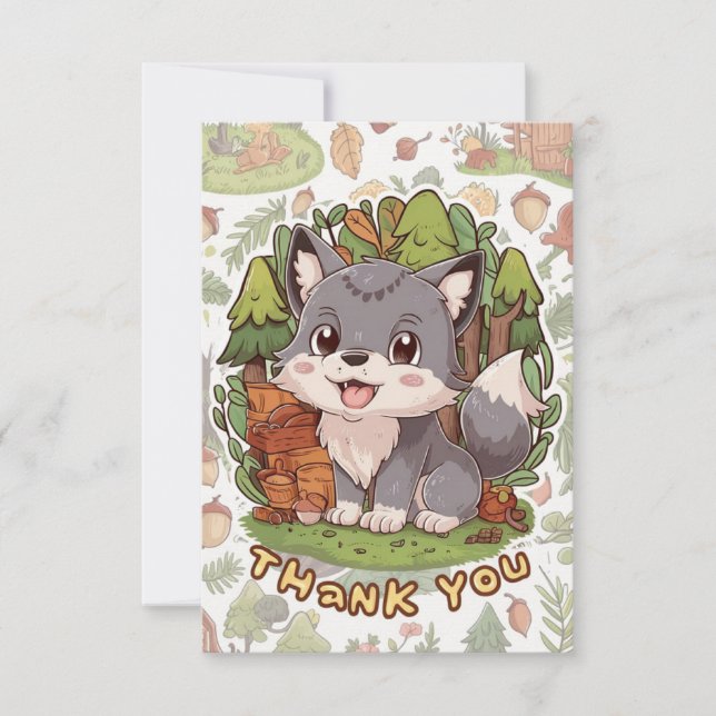 Carte De Remerciements Rêver Petit Loup (Devant)