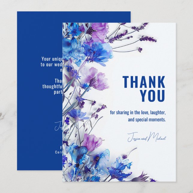 Carte De Remerciements 💍 Rêves adorables de Cornflower (Devant / Derrière)