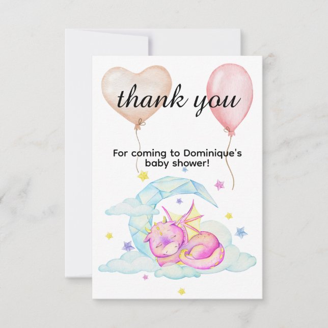Carte De Remerciements Rêves dragons - Baby shower (Devant)