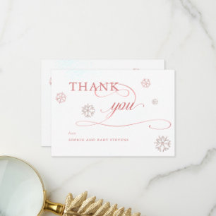 Carte De Remerciements Rhinestones Hiver Hiver Fille Baby shower