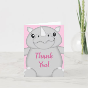 Carte De Remerciements Rhino Baby shower rose