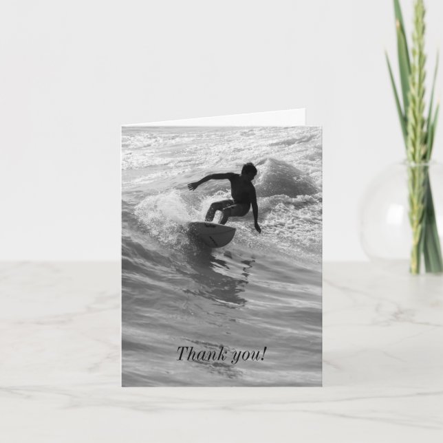 Carte De Remerciements Riding The Wave Grayscale Thank You Card (Devant)