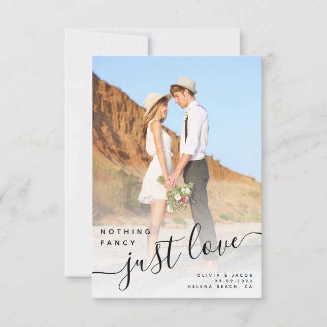 Carte De Remerciements Rien de fantaisie Juste Amour Mariage photo (Devant)