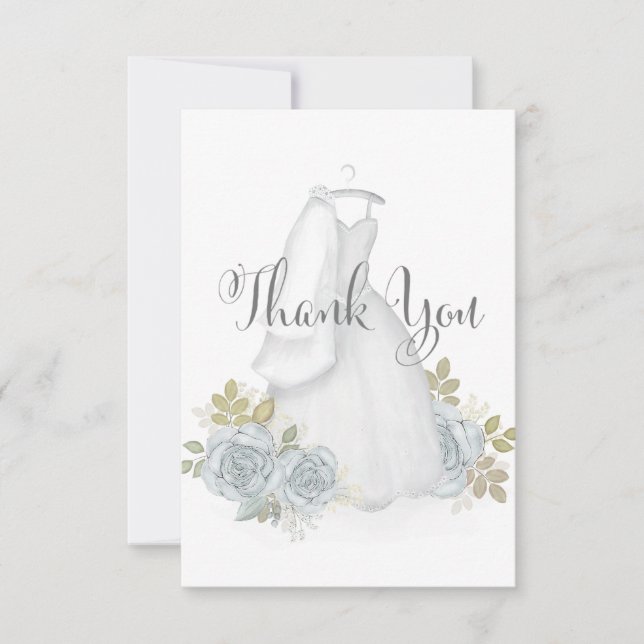 Carte De Remerciements Robe de mariée élégante de typographie de calligra (Devant)