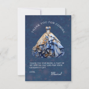 Carte De Remerciements Robe élégante de Quinceanera