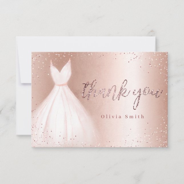 Carte De Remerciements Robe élégante rose gold scintillante rose pour qui (Devant)