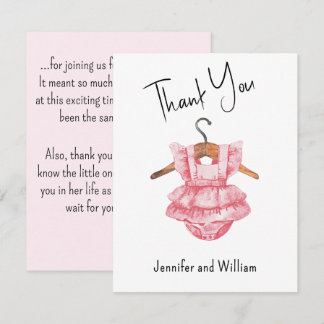 Carte De Remerciements Robe vintage rose aquarelle Baby Shower