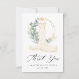 Carte De Remerciements Robes de mariée Greenery Gold Berries Shower de ma