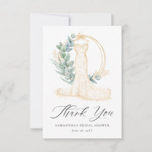 Carte De Remerciements Robes de mariée Greenery Gold Berries Shower de ma
