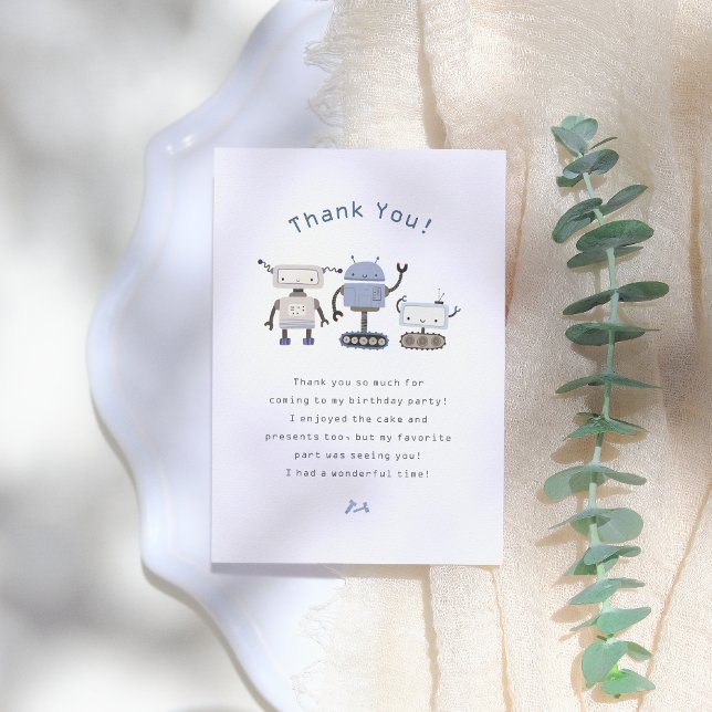 Carte De Remerciements Robot Blue Anniversaire (Créateur téléchargé)