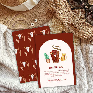Carte De Remerciements Rodéo Rustique Cowboy Cactus Baby shower d'arc de 