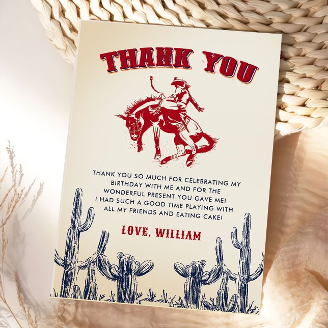 Carte De Remerciements Rodeo Western Cowboy Anniversaire (Créateur téléchargé)