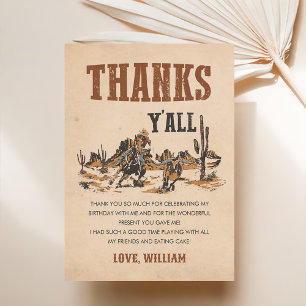 Carte De Remerciements Rodeo Western Cowboy Anniversaire
