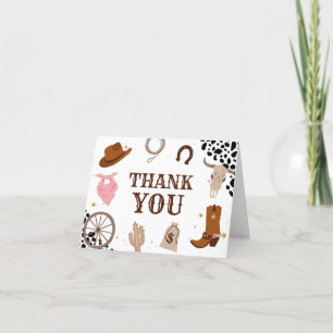 Carte De Remerciements Rodéo Western Pink Cowgirl Anniversaire