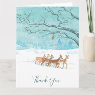 Carte De Remerciements Roe Deer Group en hiver
