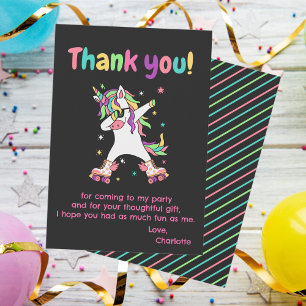 Carte De Remerciements Roller Sking Unicorn Anniversaire