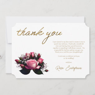 Carte De Remerciements Romance Épanoui : Rose Rose Mariage Remerciement