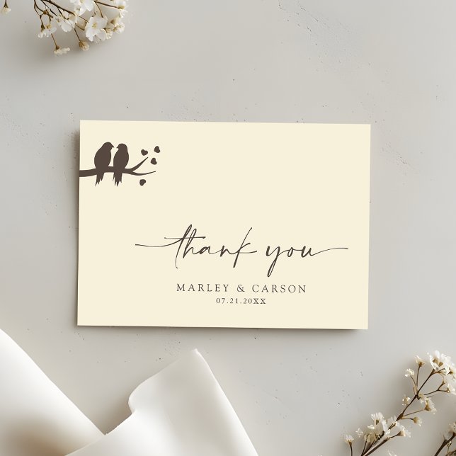 Carte De Remerciements Romantic Birds Classic Formal Wedding (Créateur téléchargé)
