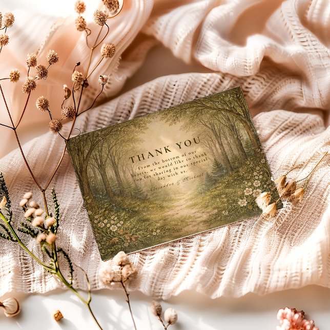 Carte De Remerciements Romantic Forest Path Wedding (Créateur téléchargé)