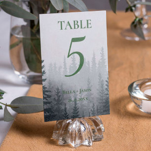 Carte De Remerciements Romantic Forest Trees Themed WEDDING Table Number