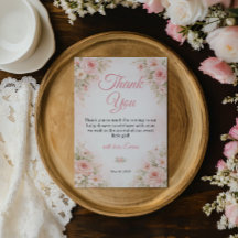 Romantic Pink Wildflower Baby Shower Thank You
