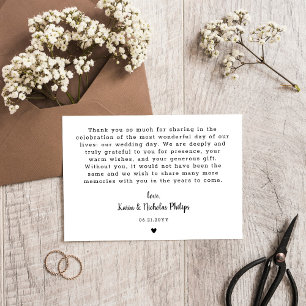 Carte De Remerciements Romantic White Heart Photo Small Wedding Thank You