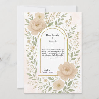 Carte De Remerciements Romantique Boho Peonies & verdure Mariage élégant