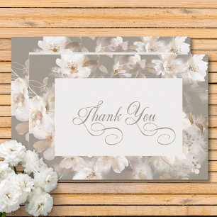 Carte De Remerciements Romantique Ethéal Neutre Beige Floral Mariage