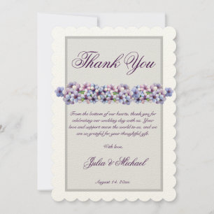 Carte De Remerciements Romantique Poétique Lilac Aquarelle Mariage Floral
