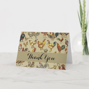 Carte De Remerciements Rooster Poulet de la ferme Pays Animal