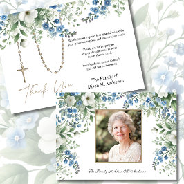 Carte De Remerciements Rosary Floral Photo Funérailles Condolence Sympath