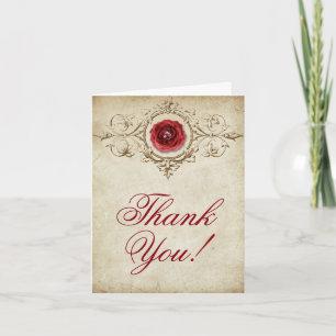 Carte De Remerciements Rose à bijoux   Vintage Crimson Red Gem Grunge