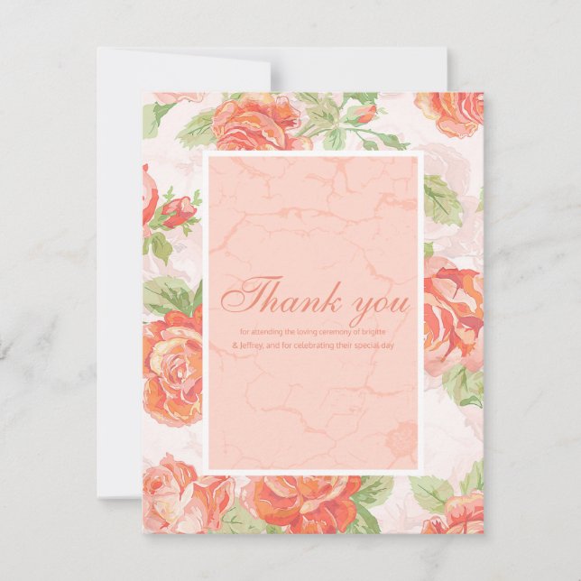 Carte De Remerciements Rose à fleurs orange (Devant)
