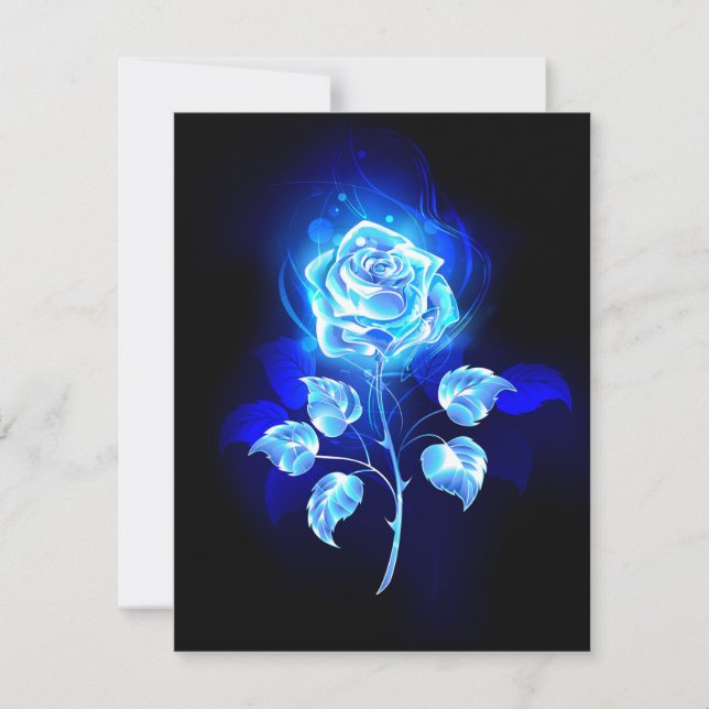 Carte De Remerciements Rose bleu brûlant (Devant)