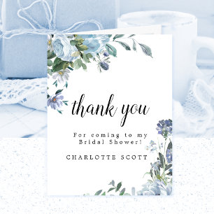 Carte De Remerciements Rose bleu Dusty Fête des mariées florale Photo