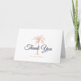Carte De Remerciements Rose bleu marine Gold Cuivre Palm Tree Mariage pho