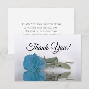 Carte De Remerciements Rose Bleue Turquoise Élégante Mariage Simple