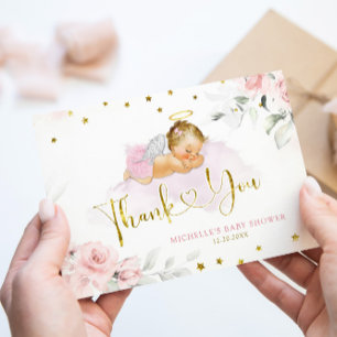 Carte De Remerciements Rose Blonde Angel Baby Heaven envoyé Baby shower