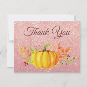 Carte de remerciements rose d'automne de