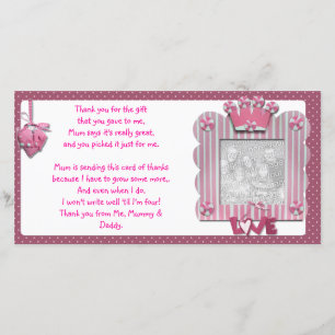 Carte de remerciements rose de cadre de