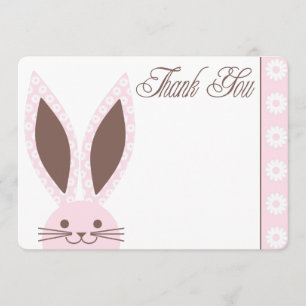 Carte de remerciements rose de lapin