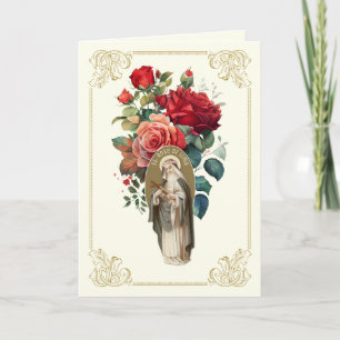 Carte De Remerciements Rose de Lima Red Rose Bouquet Religieux