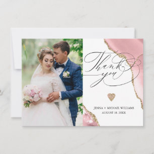 Carte De Remerciements Rose de luxe Gold Agate Parties scintillant photo 