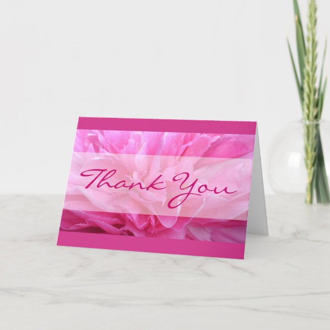 Carte de remerciements rose de pivoine (Devant)