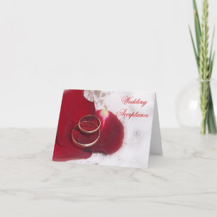 Carte De Remerciements Rose des anneaux d'or Pétales Acceptation Mariage