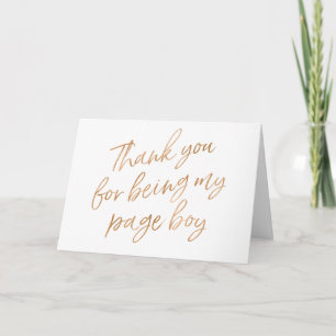 Carte De Remerciements Rose d'or "Merci d'être mon garçon de page"