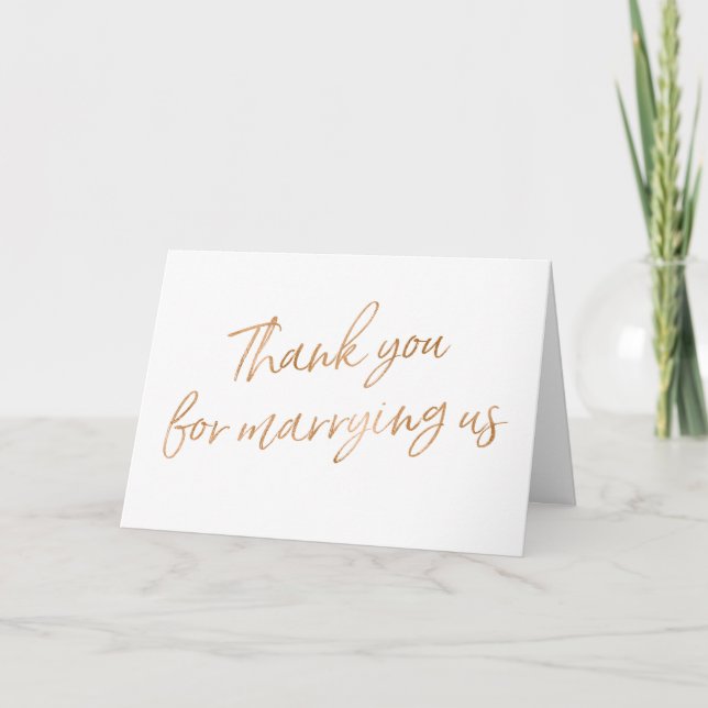 Carte De Remerciements Rose d'or "Merci pour nous épouser" (Devant)